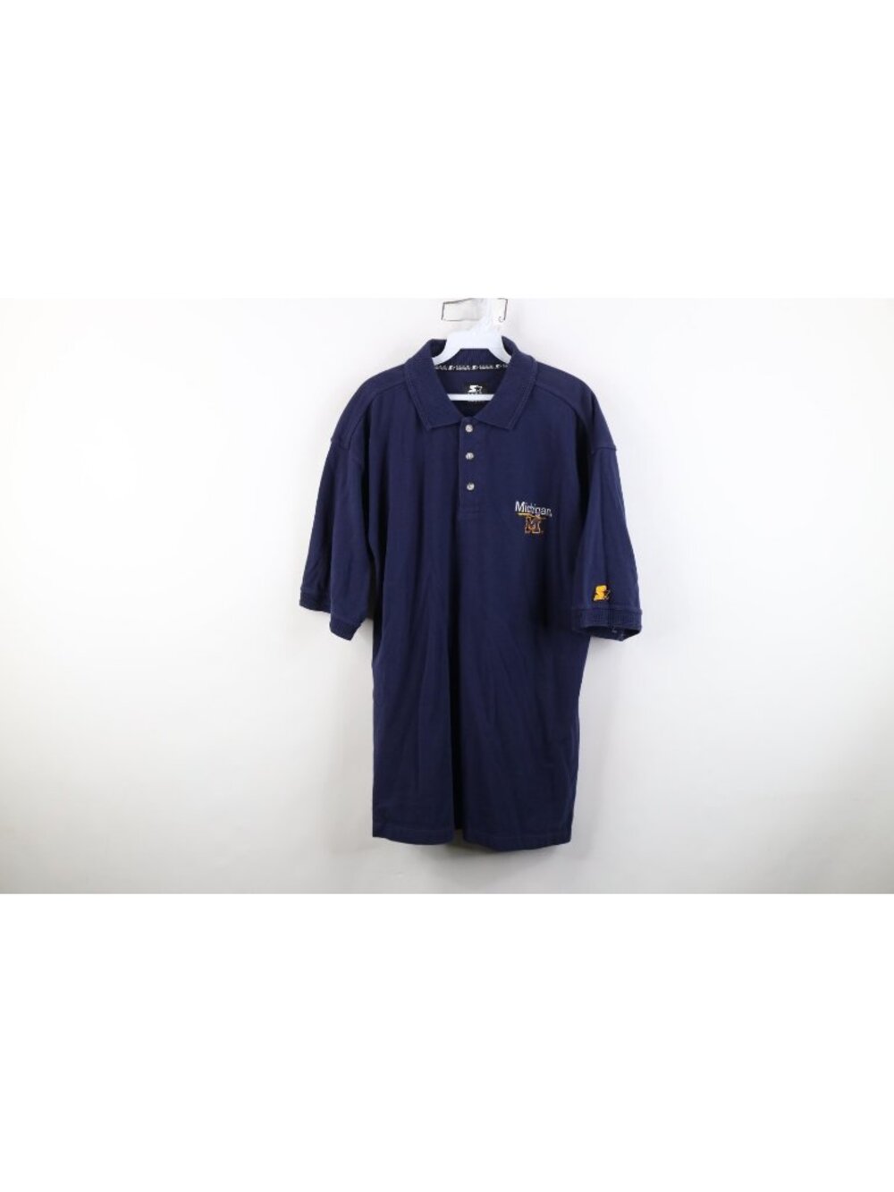 Vtg 90s Starter Mens Large Faded University of Michigan Collared Golf Polo Shirt